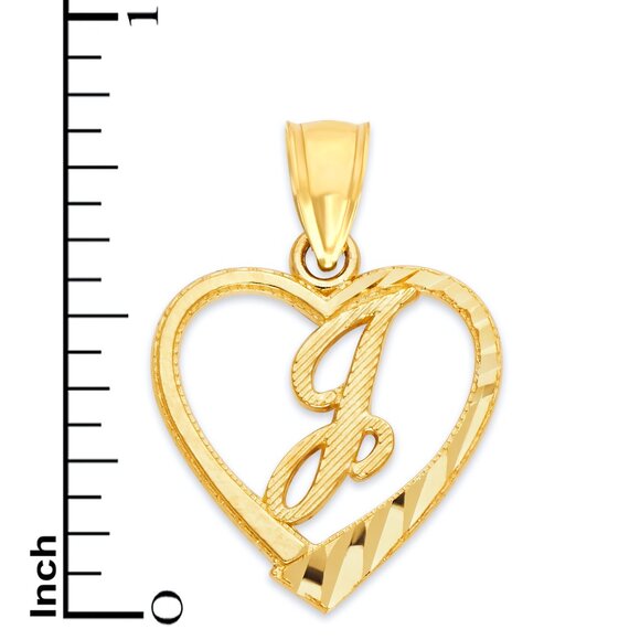 10K Solid Gold Heart Initial J Pendant - Personalized Letter Charm for Necklace - Picture 4 of 5